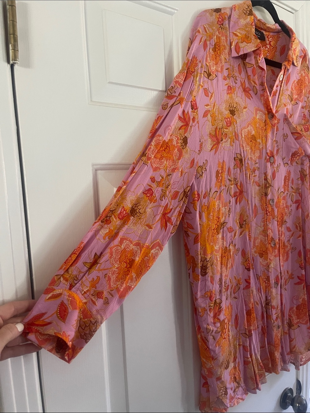Vici Pink Floral Button-Front Tunic Dress - Picture 3 of 3